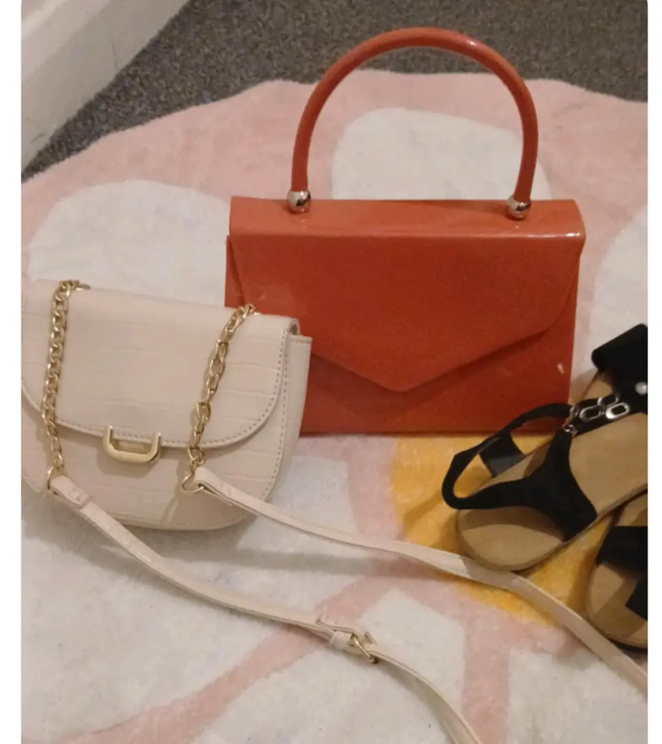 Ladies Handbags and Black Sandals