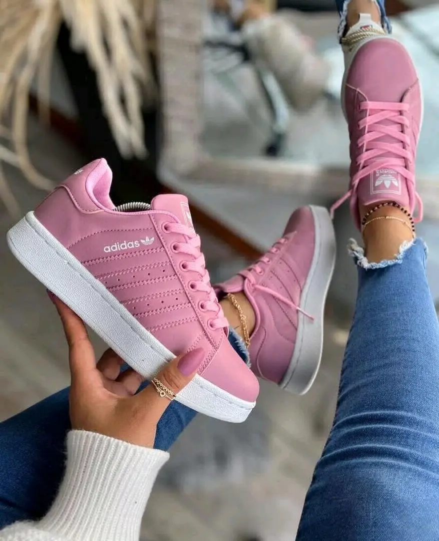 New White Adidas Platform Sneakers thumbnail 4