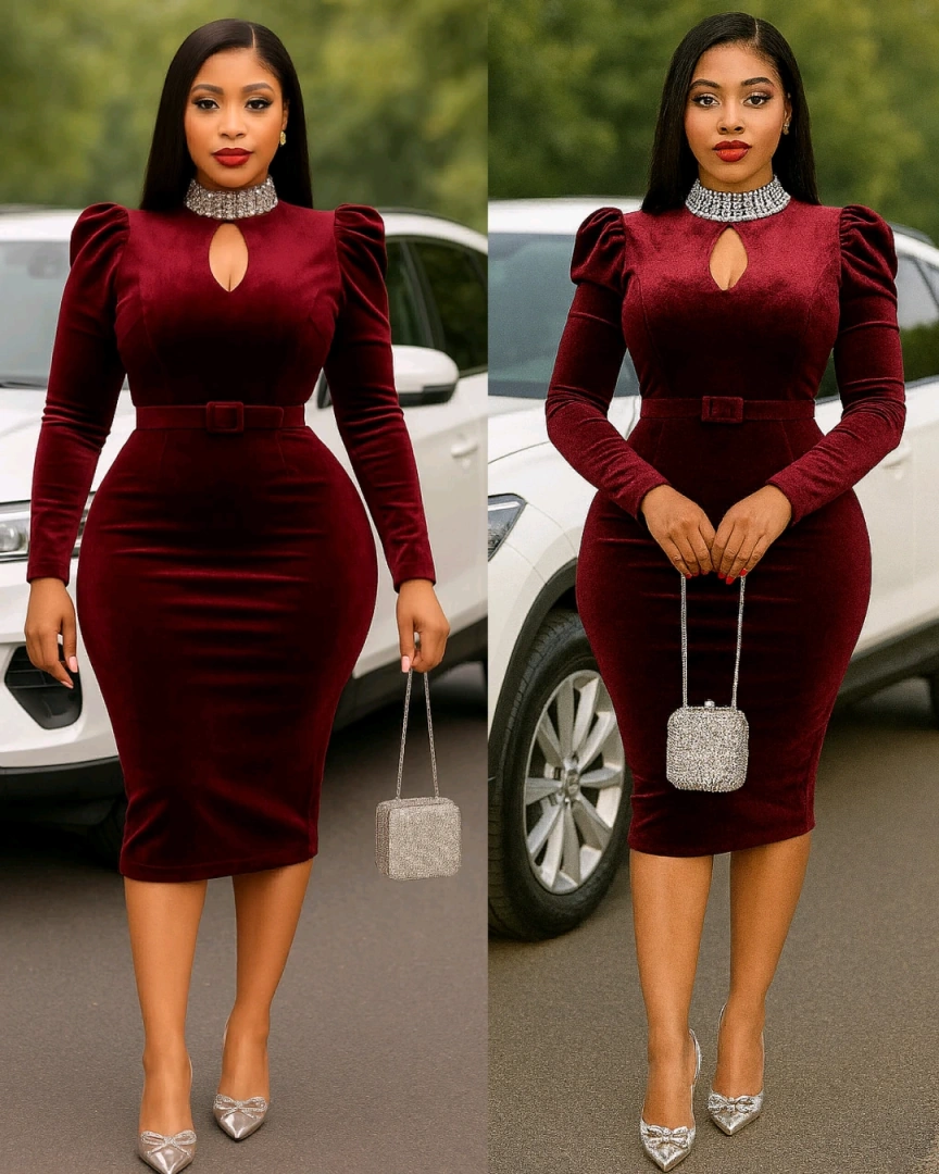 Gauni la Velvet la Wanawake lenye Vito