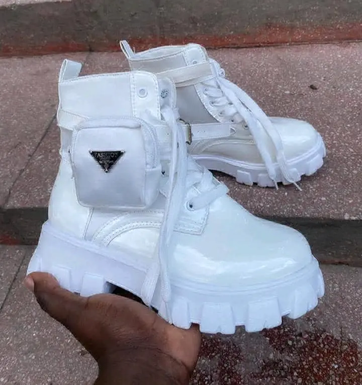 Stylish Platform Combat Boots with Pouch