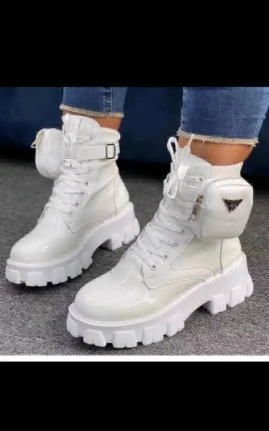 Stylish Platform Combat Boots with Pouch thumbnail 2