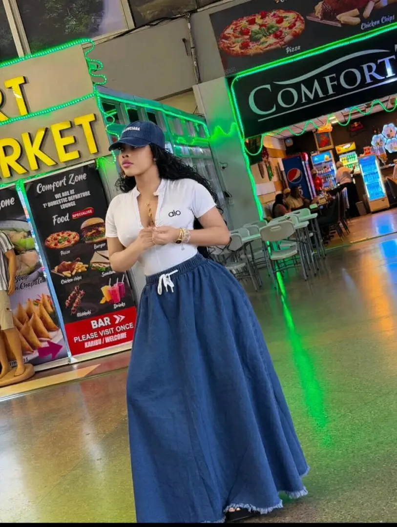 Long Dark Blue Denim Mermaid Skirt thumbnail 2