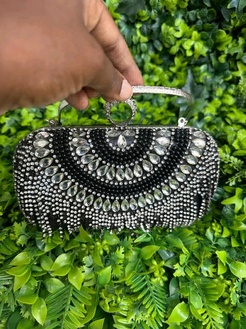 Black Embellished Clutch Bag