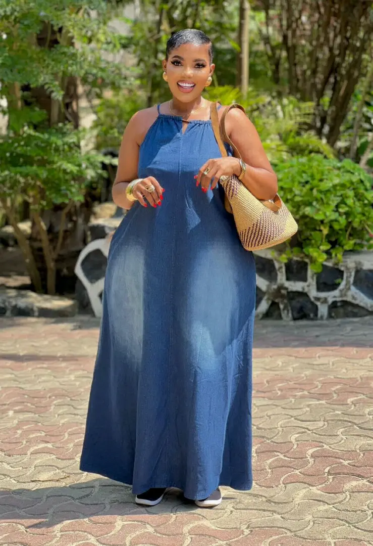 Blue Denim Maxi Dress thumbnail 2
