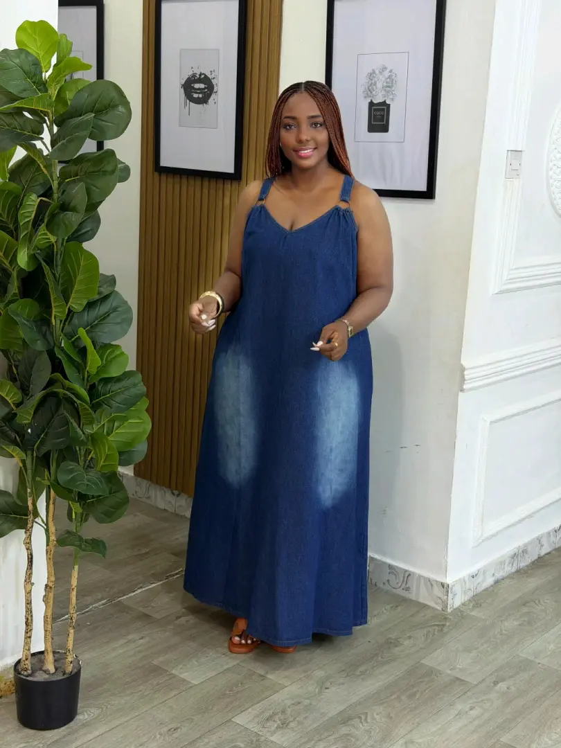 Blue Denim Maxi Dress thumbnail 3