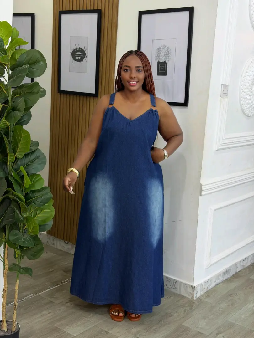 Blue Denim Maxi Dress thumbnail 4