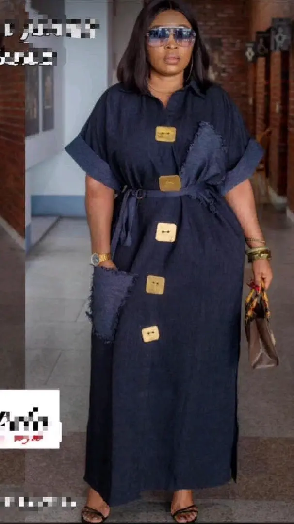 Blue Denim Maxi Dress thumbnail 5