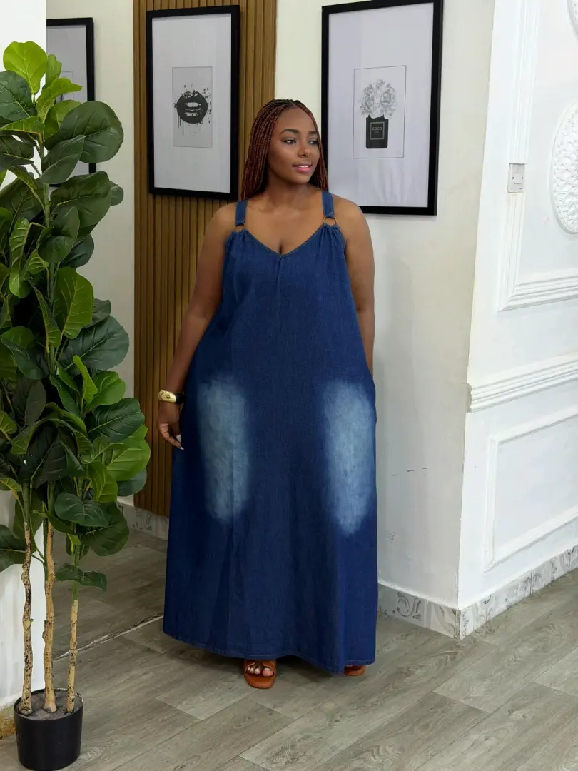 Blue Denim Maxi Dress thumbnail 6