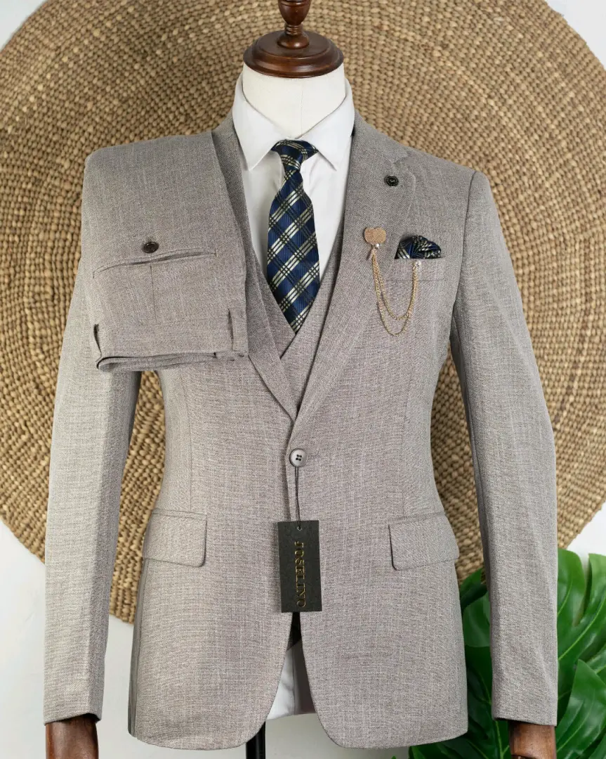 Dark Blue Windowpane Three-Piece Suit thumbnail 2