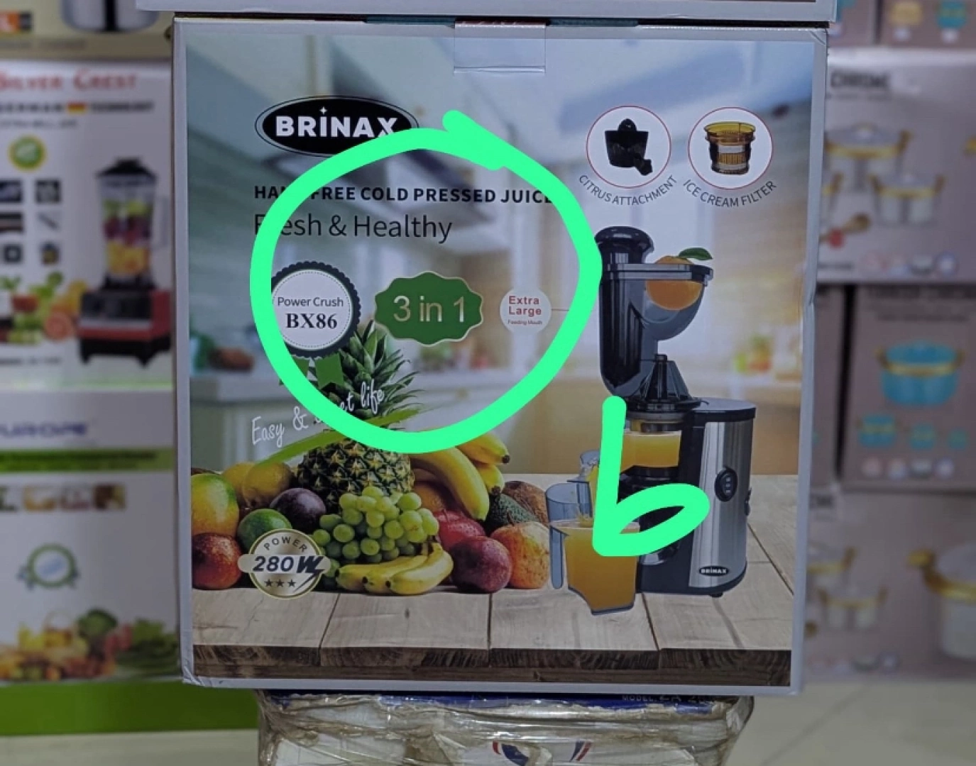 BRINAX BX86 3-in-1 Heavy Duty Slow Juicer