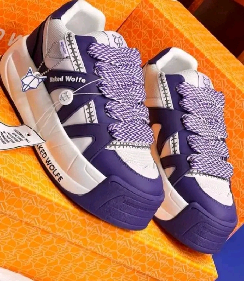 New White and Purple Naked Wolfe Sneakers
