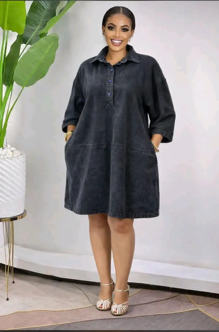 Denim Jeans Dress (Dark Wash)