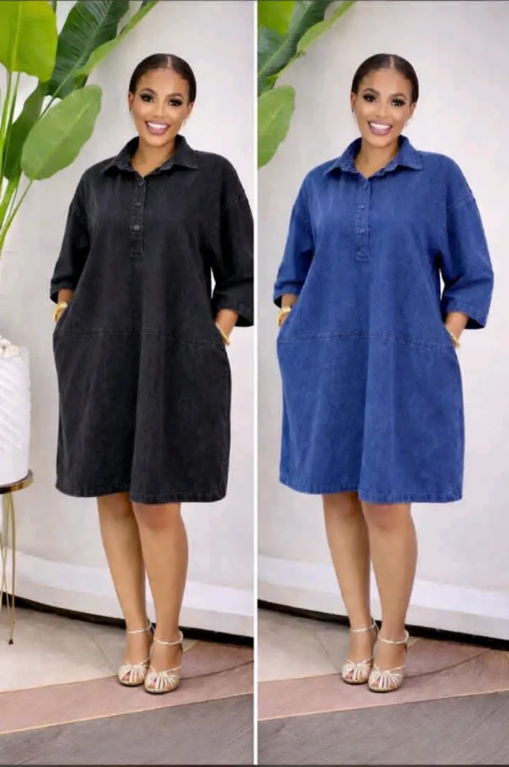 Denim Jeans Dress (Dark Wash) thumbnail 3