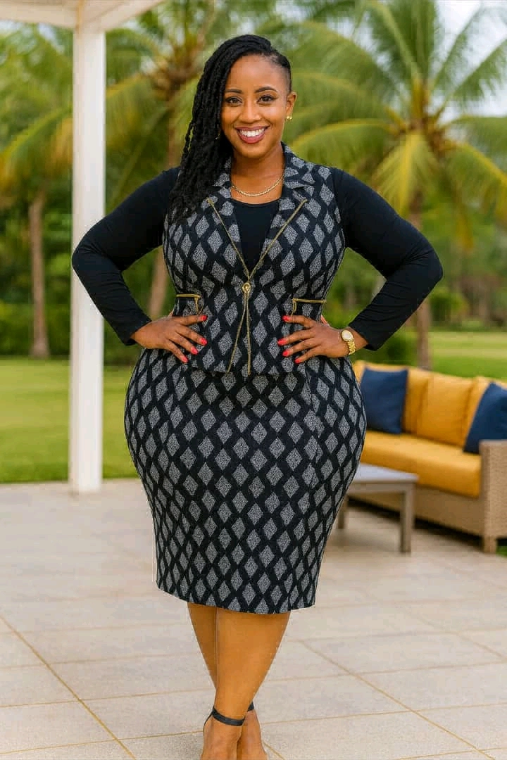 Black and White Plaid Business Dress/Suit thumbnail 3