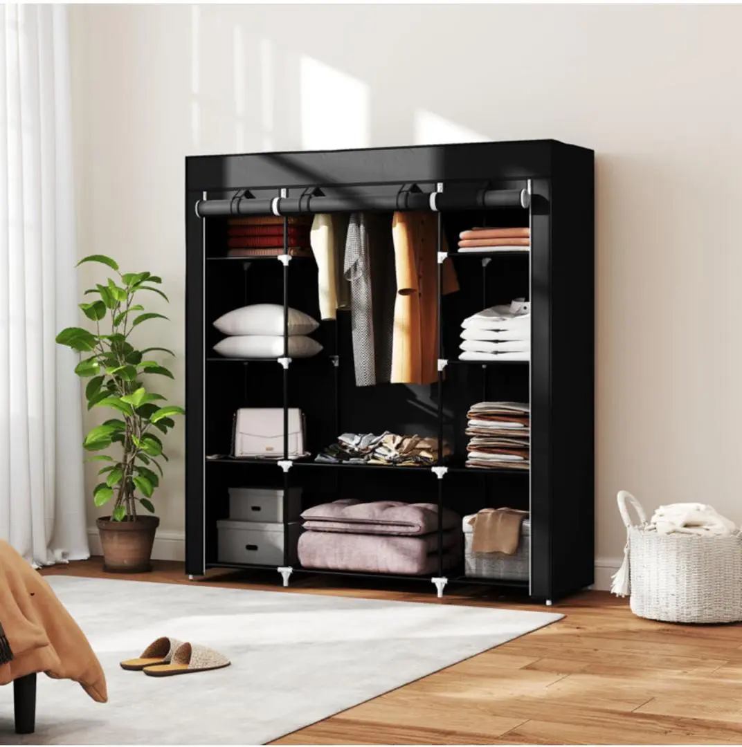 Stylish Fabric Wardrobe with Metal Frame