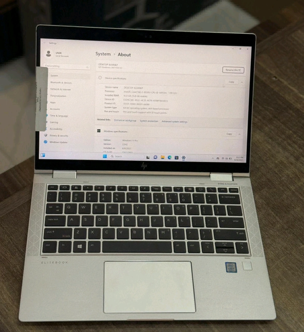 HP Elitebook x360 1030 Core i7 8th Gen Touchscreen Laptop thumbnail 4
