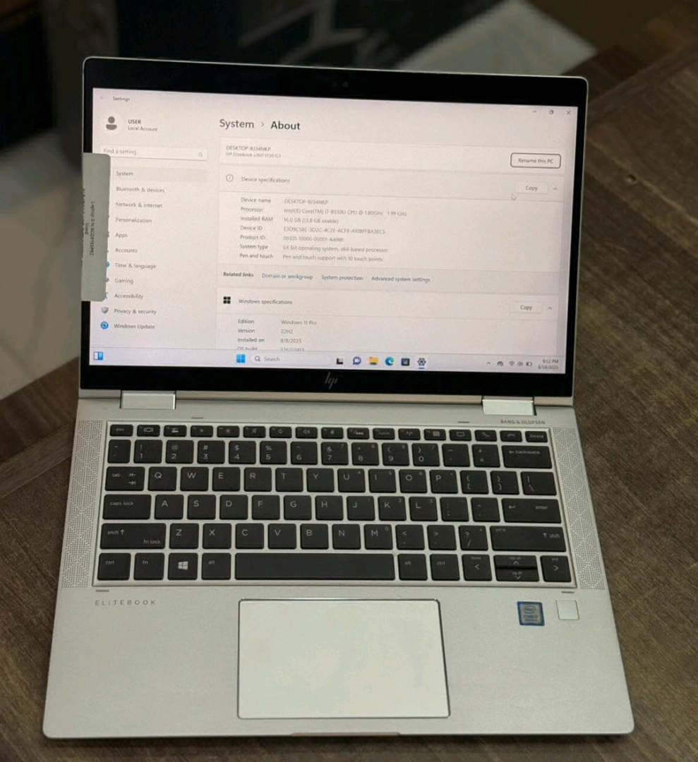 HP Elitebook x360 1030 Core i7 8th Gen Touchscreen Laptop thumbnail 7