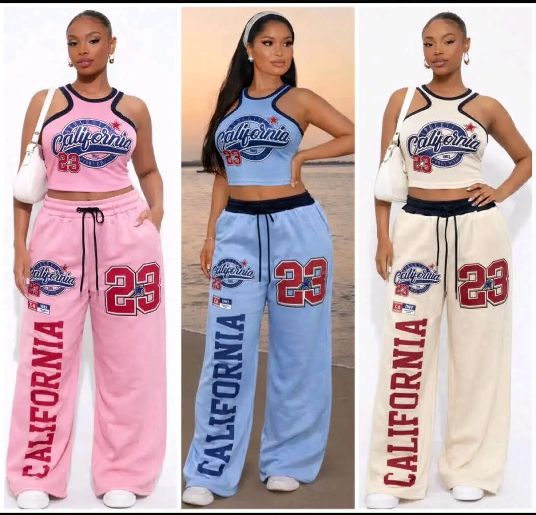 Set ya Nguo Mbili (Crop Top & Sweatpants)