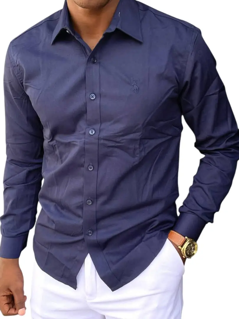 Dark Blue Long-Sleeved Polo Shirt