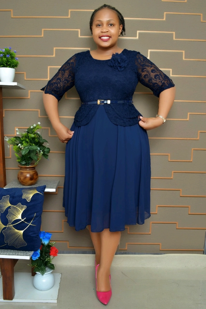Maroon/Burgundy Lace Top Pleated Dress thumbnail 2