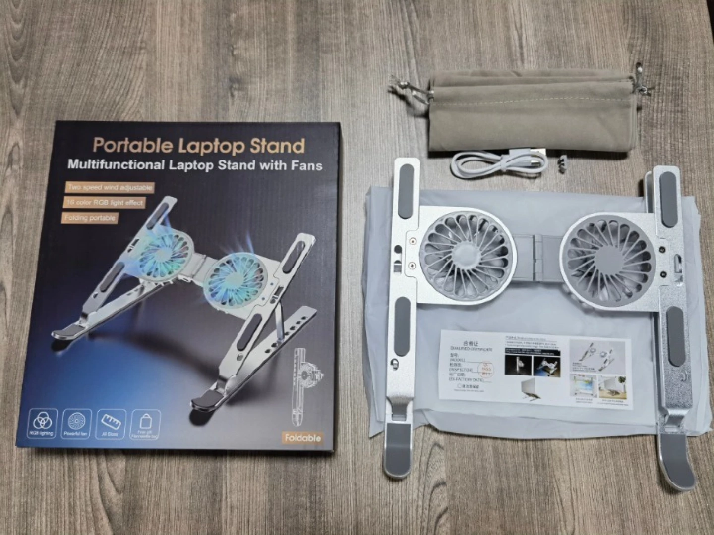 Portable Aluminum Laptop Stand with Cooling Fans