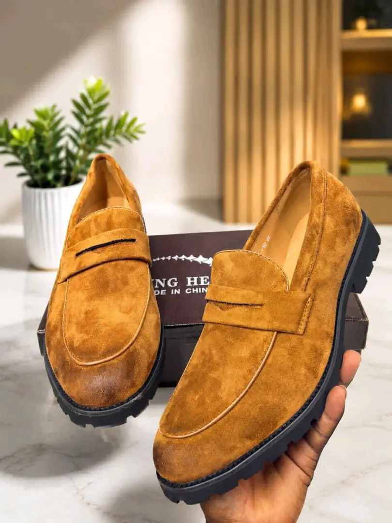 Tan Suede Penny Loafers thumbnail 2