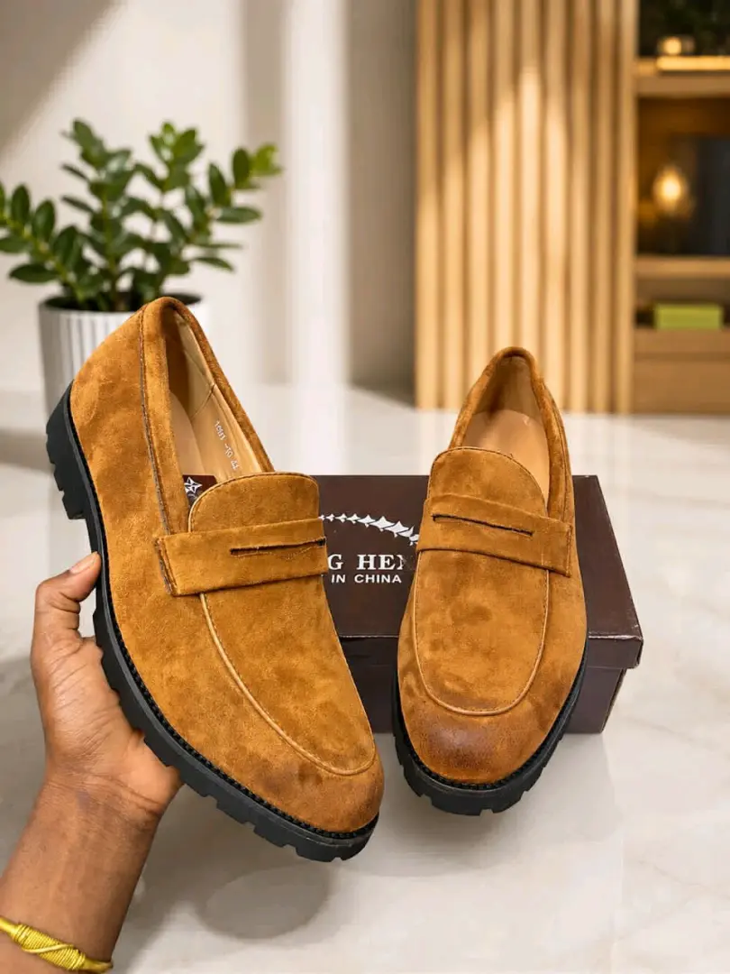 Tan Suede Penny Loafers thumbnail 3