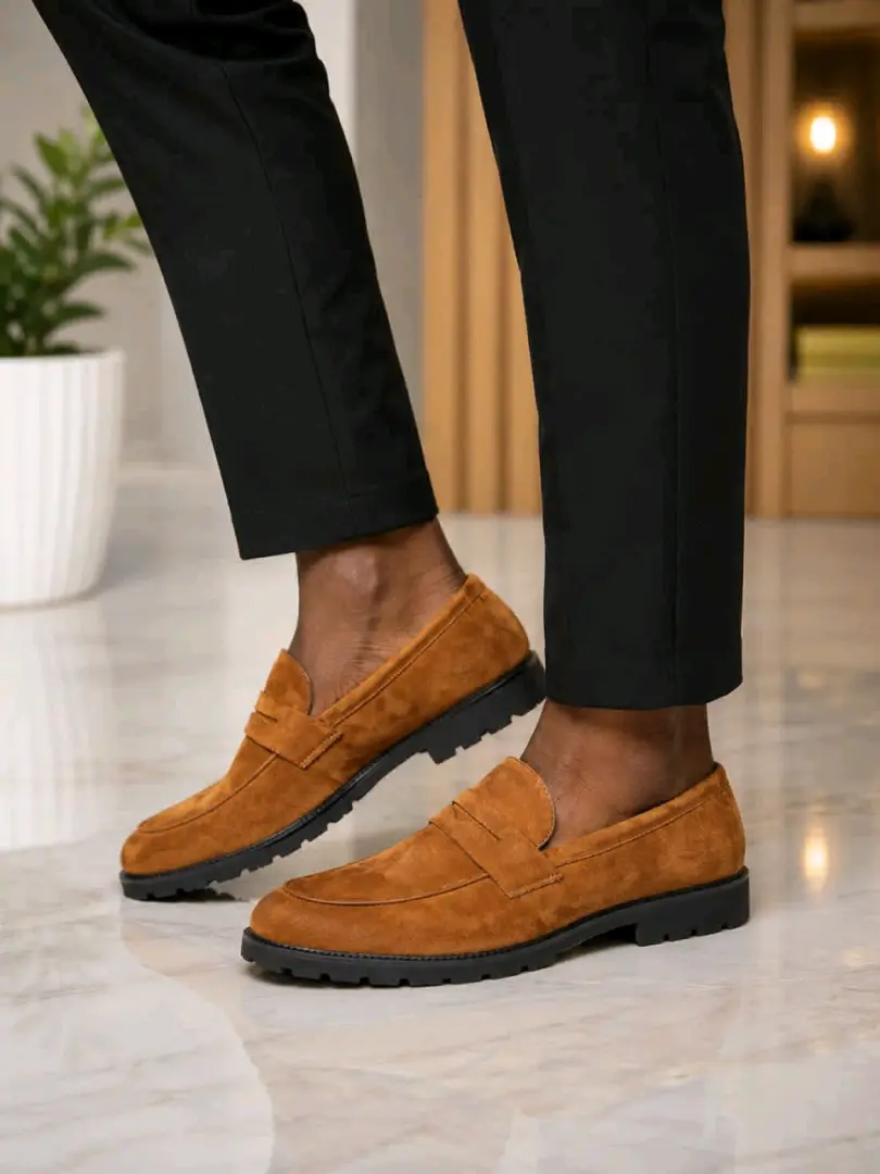 Tan Suede Penny Loafers thumbnail 4
