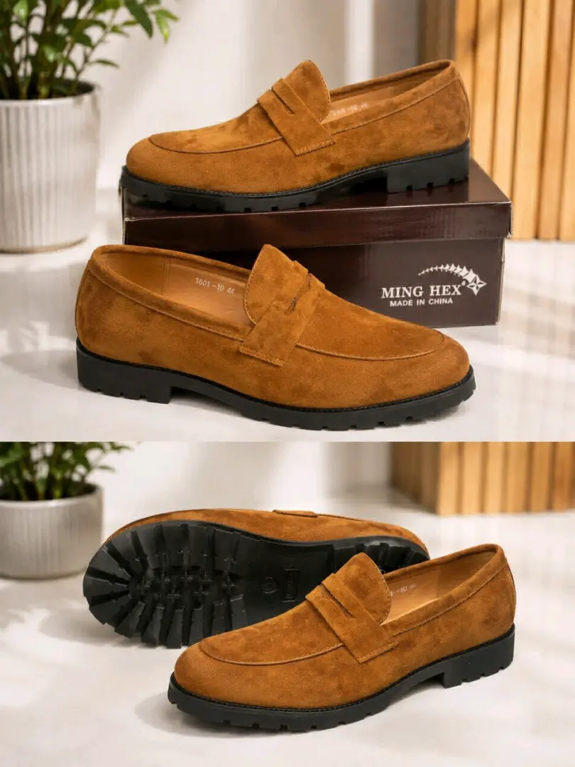 Tan Suede Penny Loafers thumbnail 5