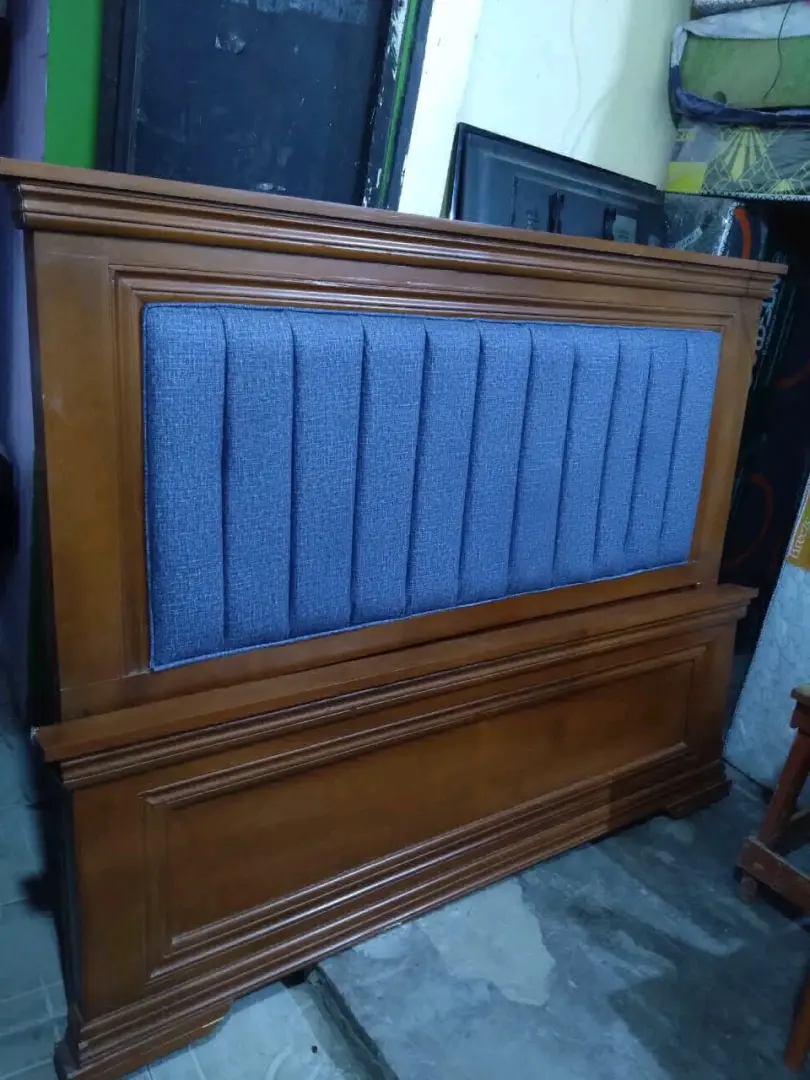 5*6 Wooden Bed Headboard with Blue Fabric thumbnail 2