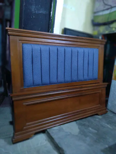5*6 Wooden Bed Headboard with Blue Fabric