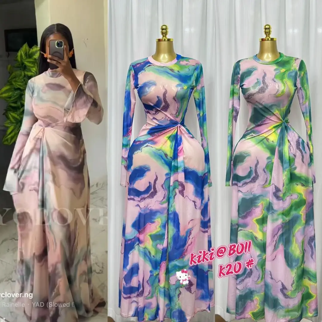 Long Patterned Ruched Maxi Dresses thumbnail 5