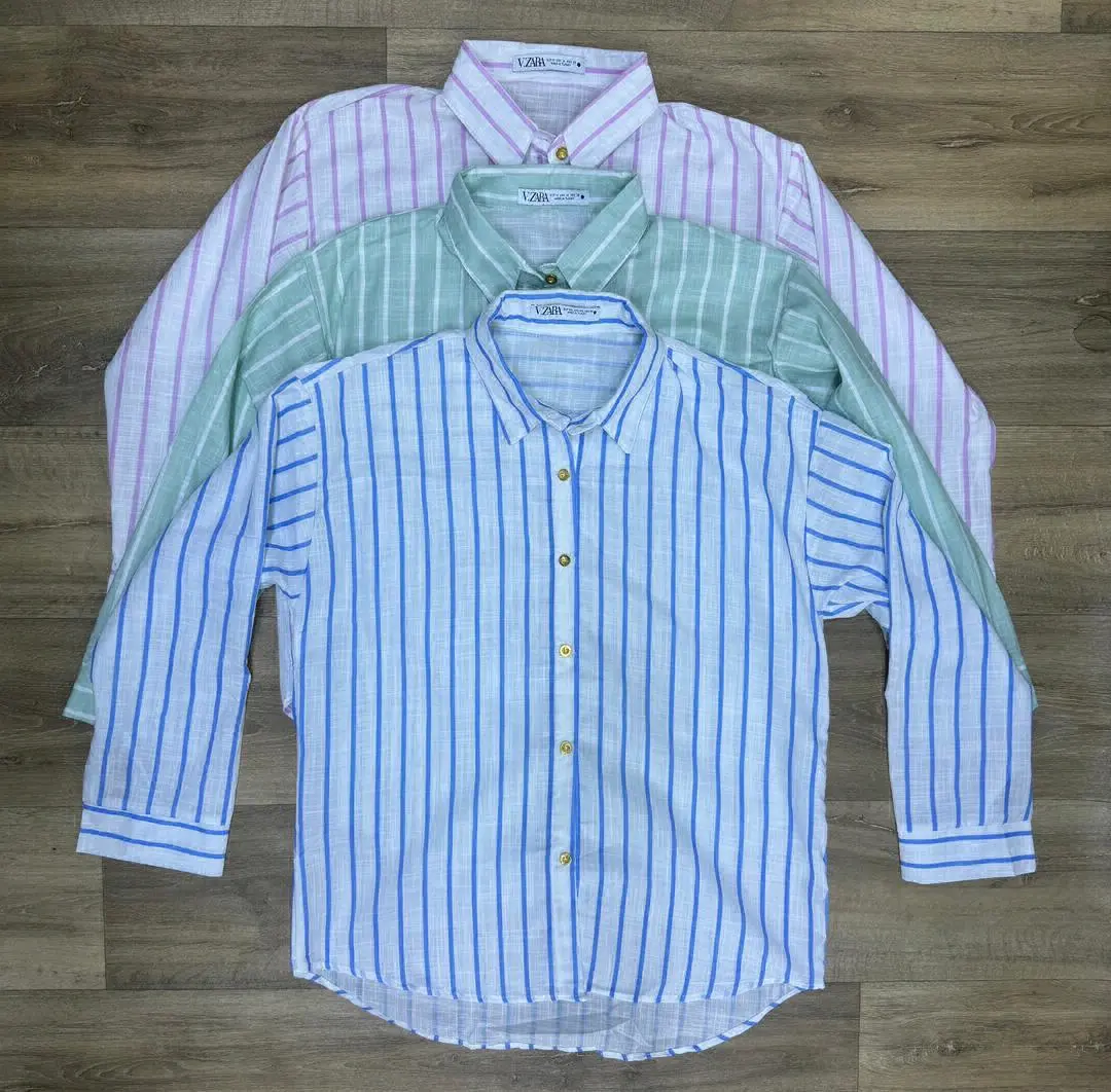 Blue and White Striped Long Sleeve Shirt thumbnail 2