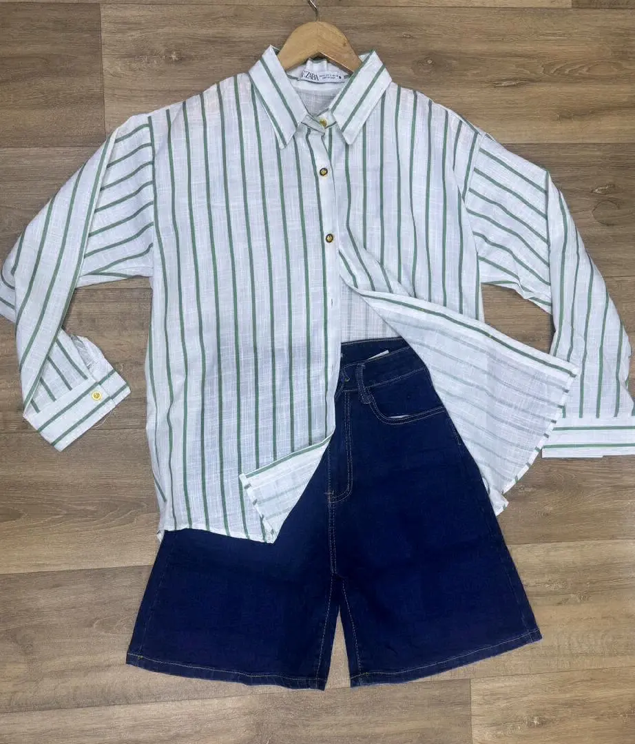 Blue and White Striped Long Sleeve Shirt thumbnail 4