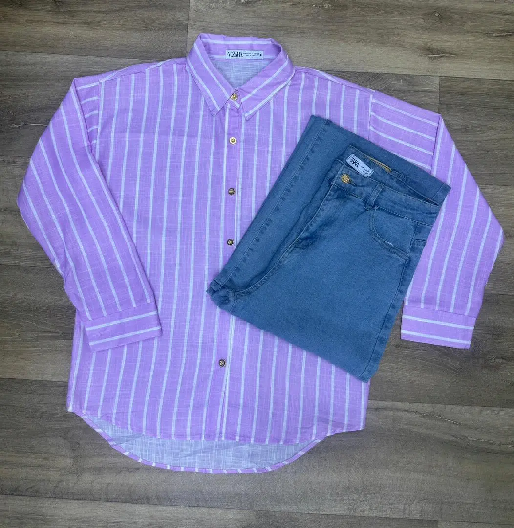 Blue and White Striped Long Sleeve Shirt thumbnail 5