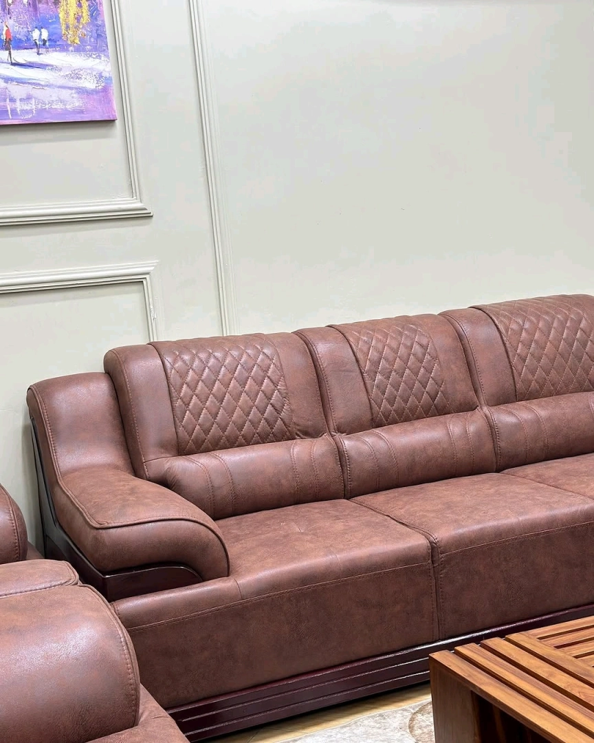 Brown Leather Two-Seater Sofa with Console and USB Ports thumbnail 3