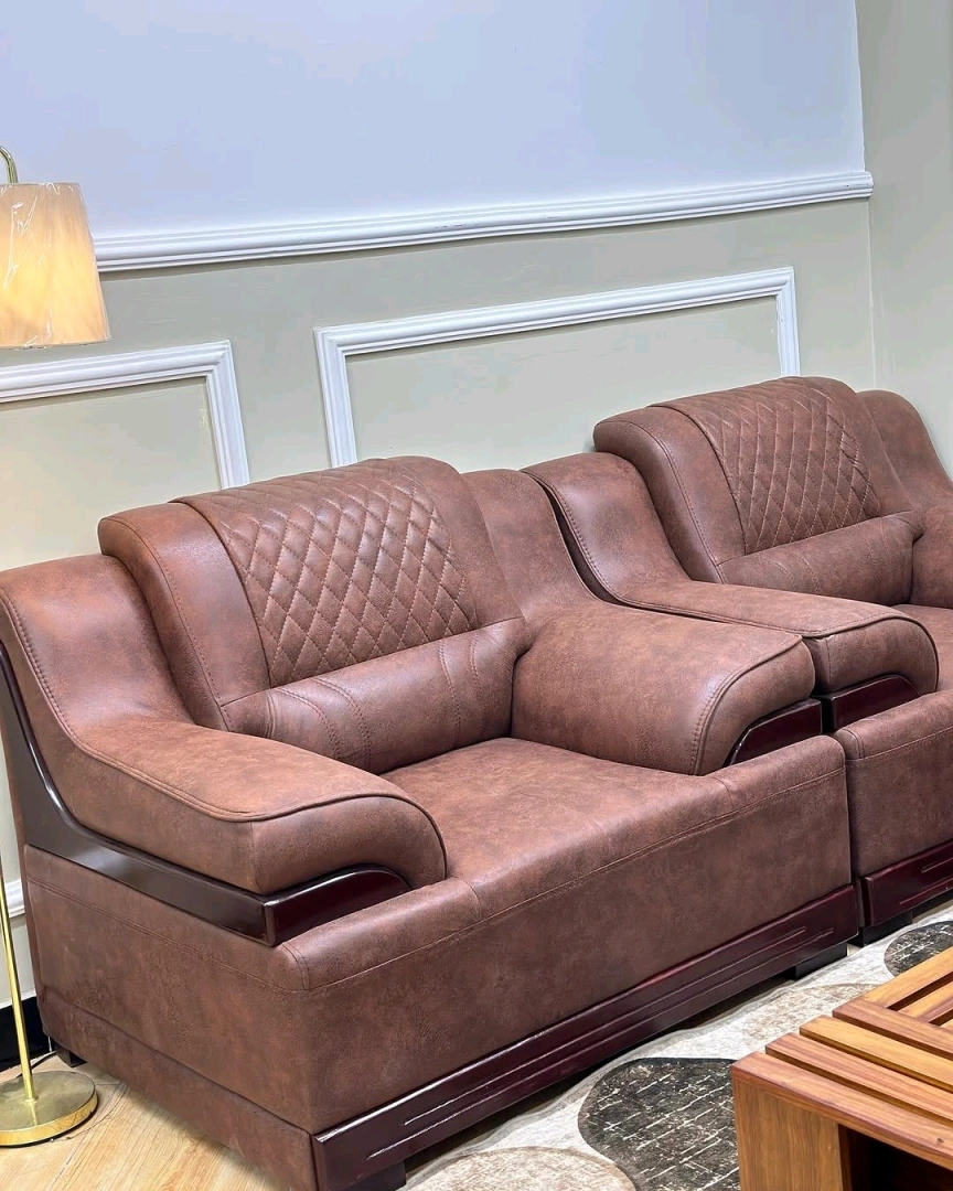 Brown Leather Two-Seater Sofa with Console and USB Ports thumbnail 4