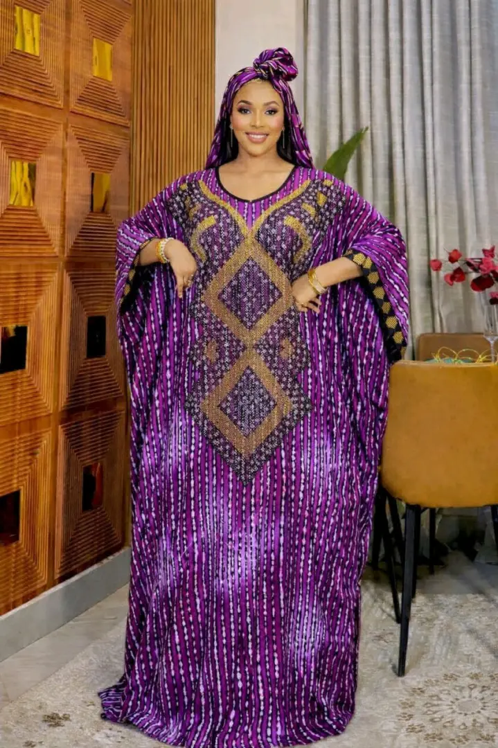 Purple Embellished Kaftan Dress