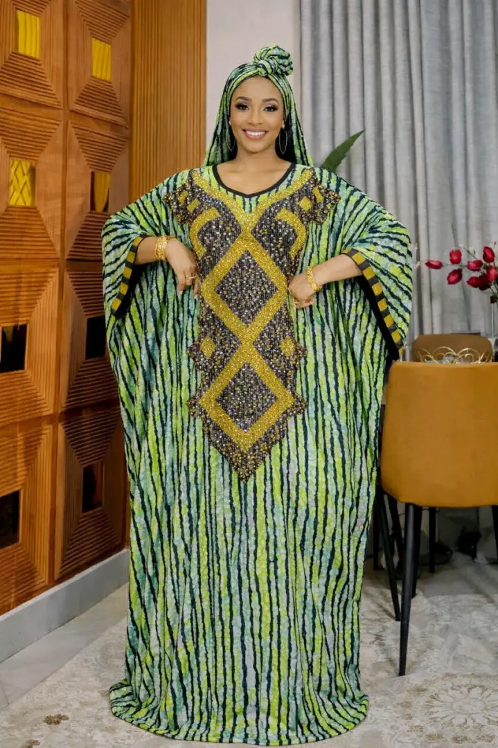 Purple Embellished Kaftan Dress thumbnail 2