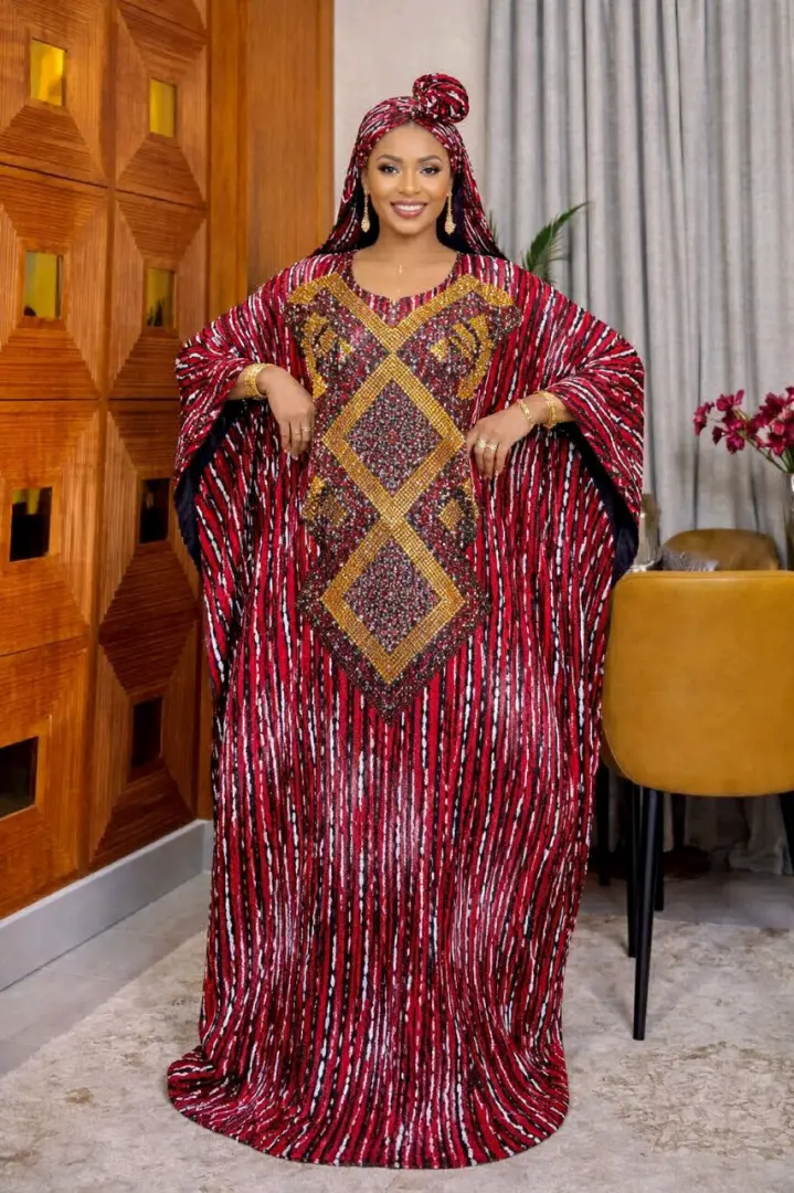 Purple Embellished Kaftan Dress thumbnail 5