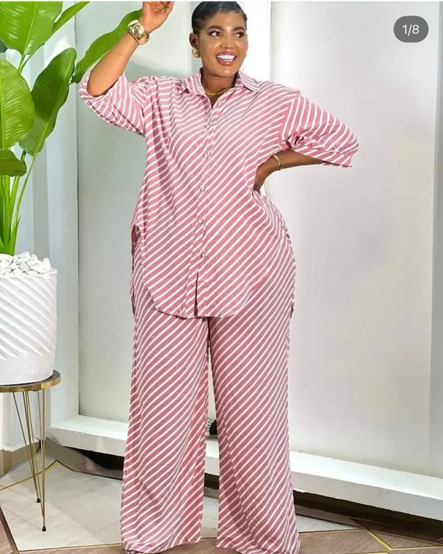 Womens Two-Piece Striped Outfit (Shirt & Trousers) thumbnail 2