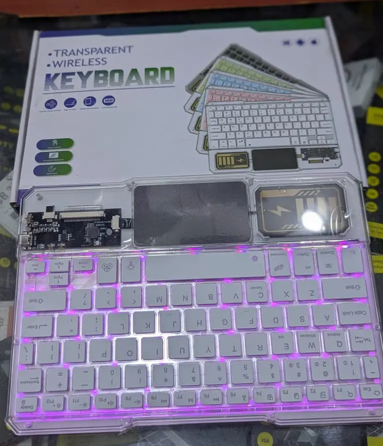 Transparent Wireless Keyboard with Backlight and Touchpad