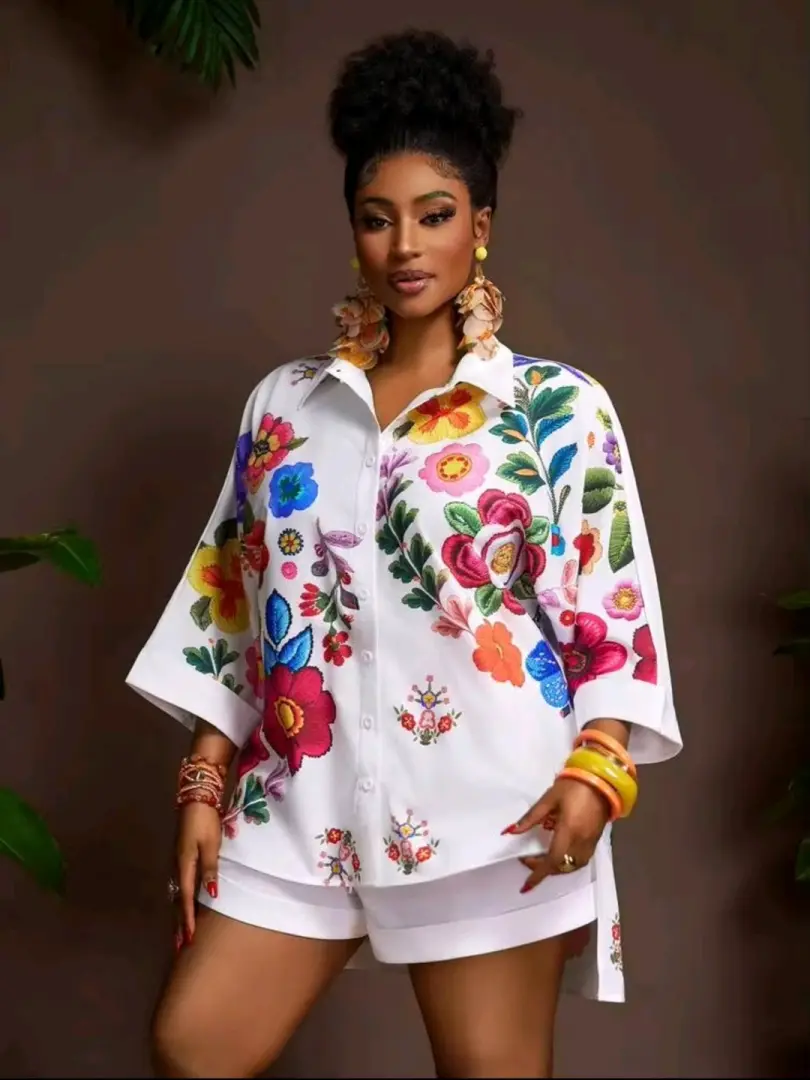 Veslaya Brand Two-Piece Floral Shirt & Shorts Set thumbnail 2