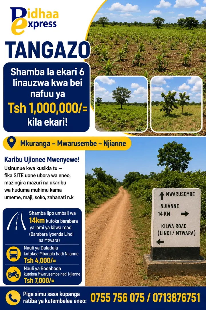 Shamba la Ekari 6 Mkuranga Njianne