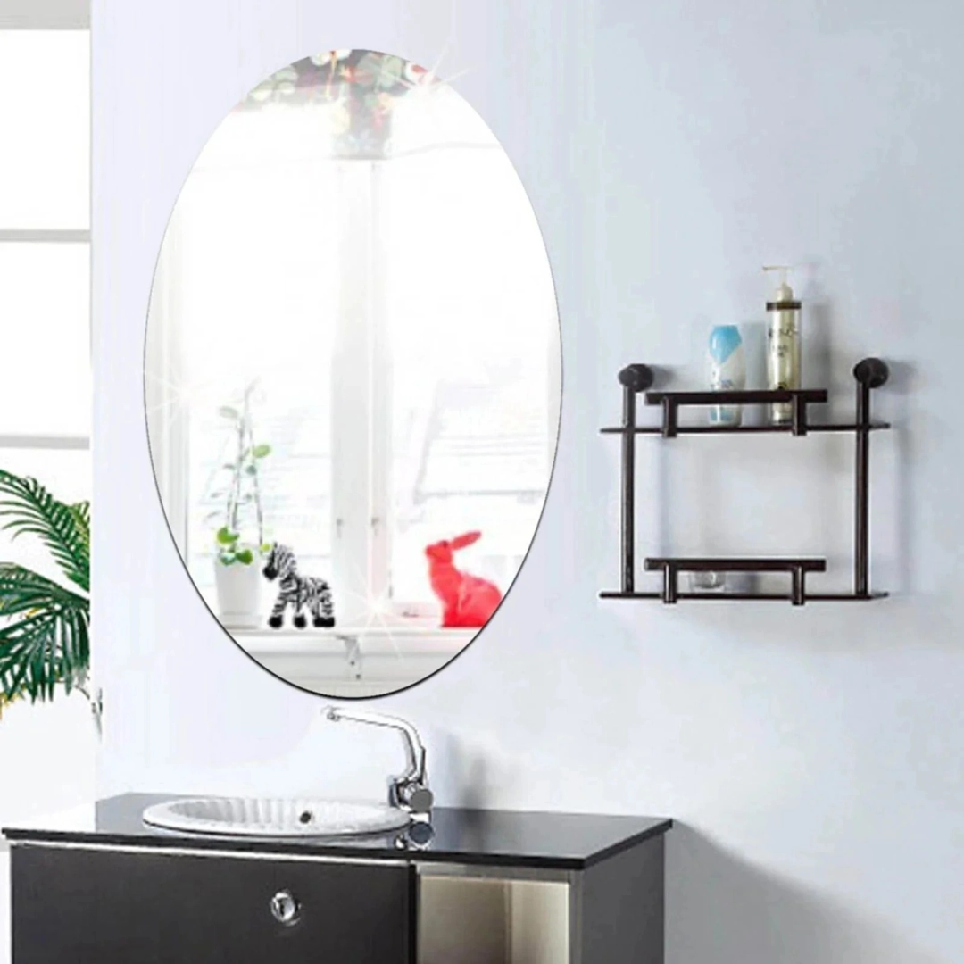 Oval-Shaped Mirror Sticker for Bathroom
