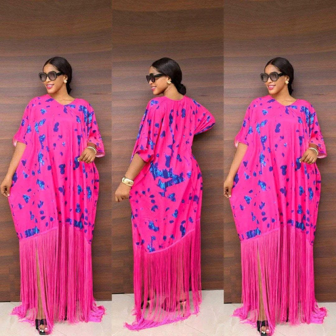 New Pink and Blue Patterned Dress