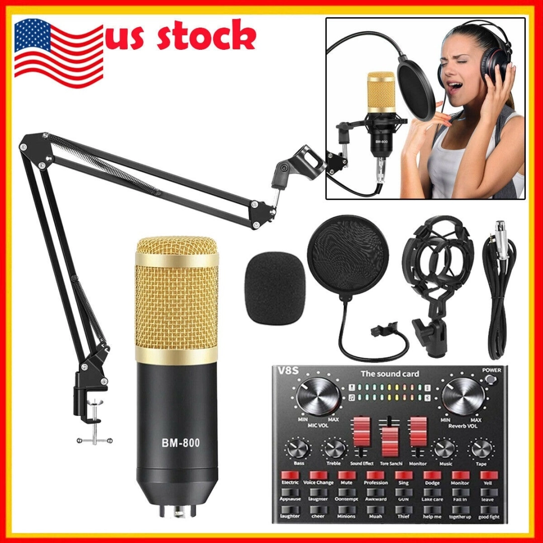 Professional BM-800 Condenser Microphone Kit with V8S Sound Card
