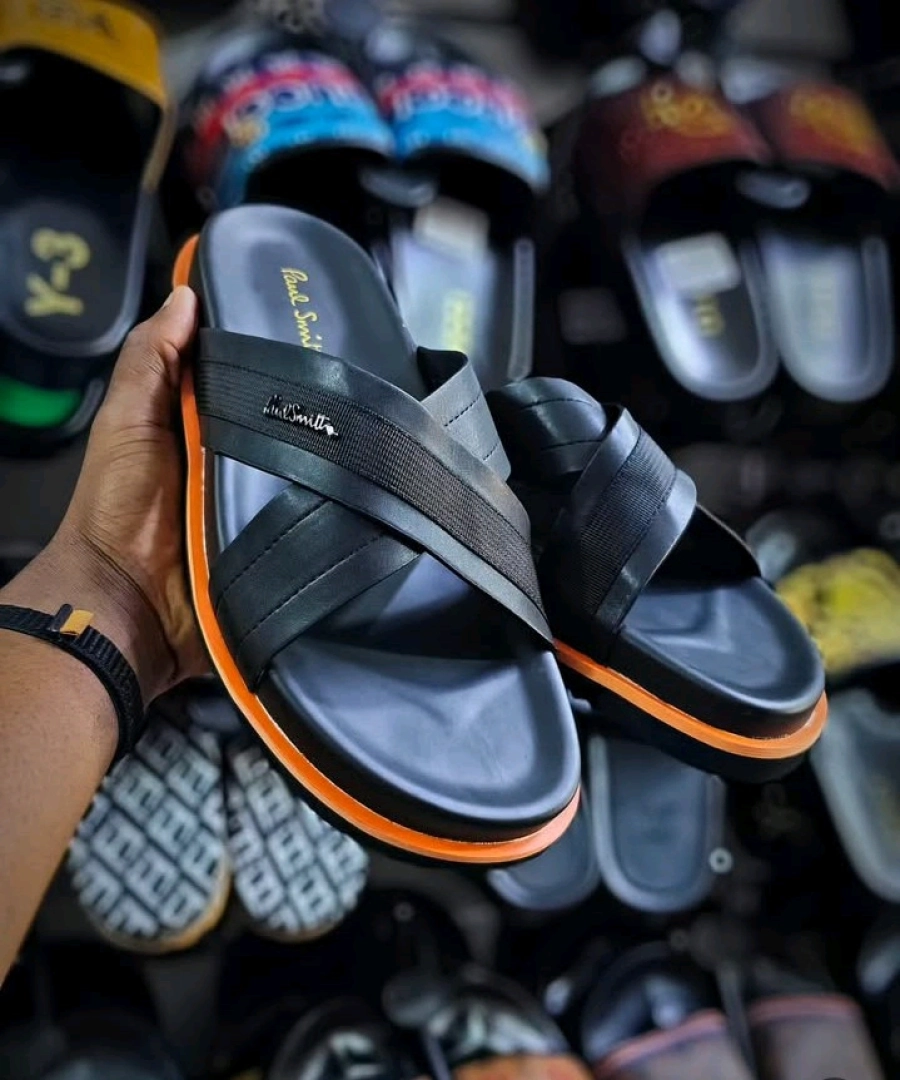Black Sandals (Slides) with Orange Trim Size 40-45