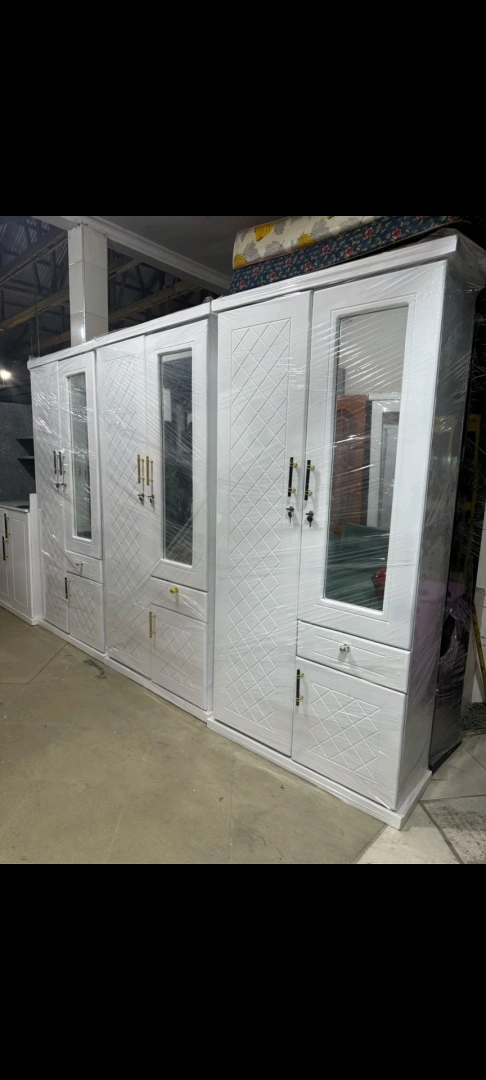 Brand New White Wooden Wardrobes (Kabati Mpya)