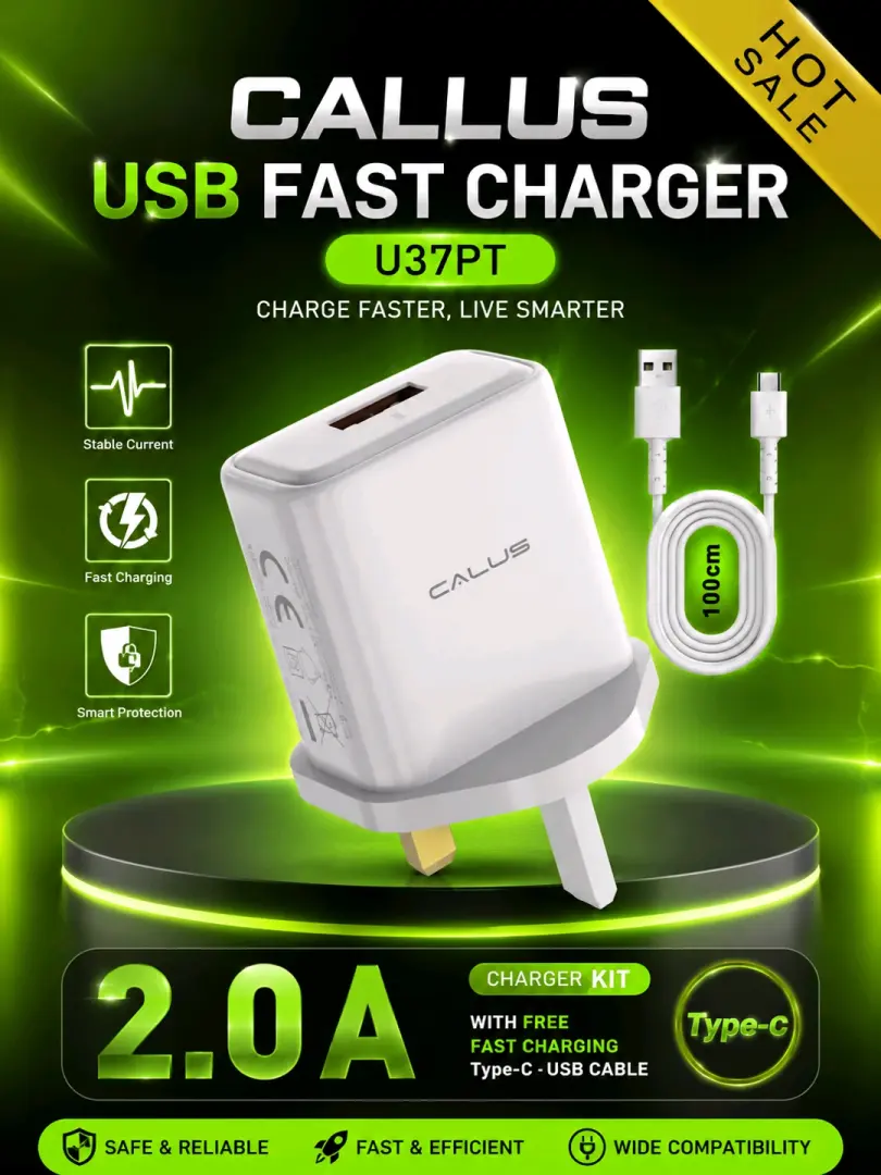 Calus 2.0A Fast Charger Kit + Type-C Cable
